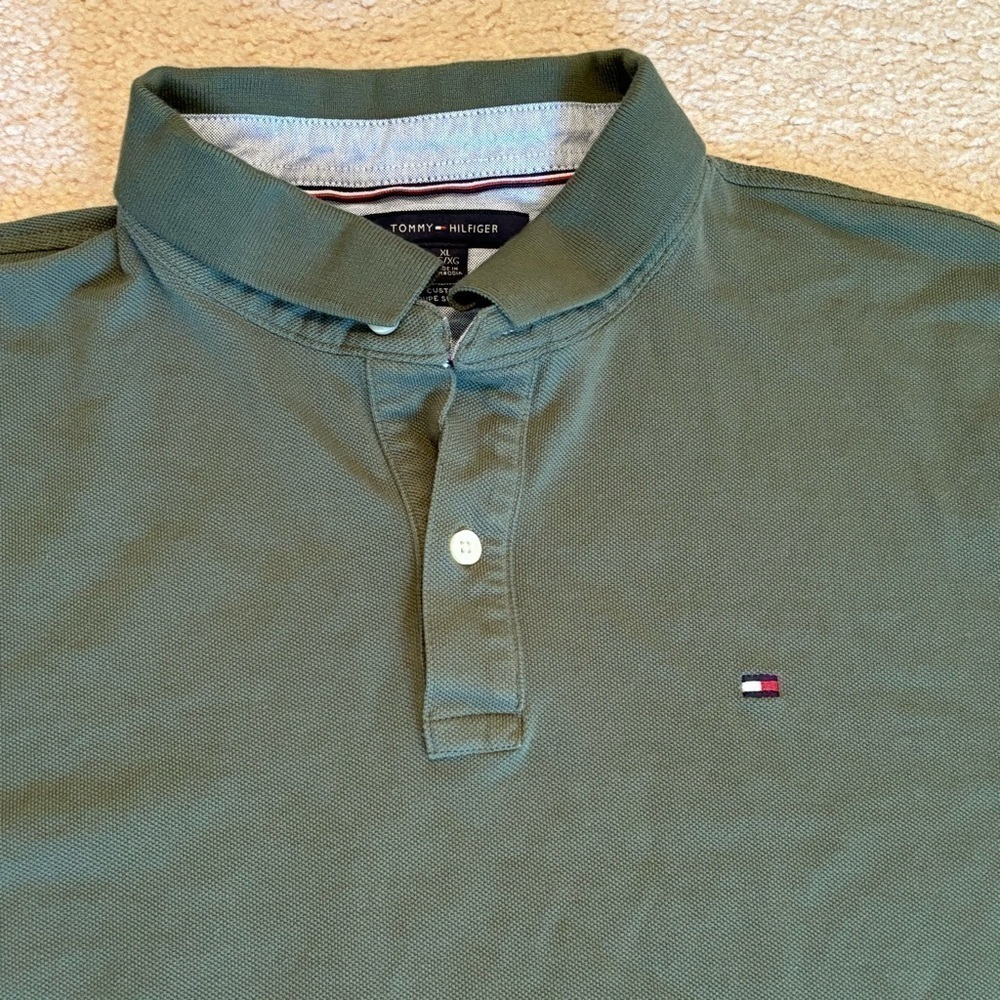 Tommy Hilfiger Men’s Regular Short Sleeves Polo Shirt XL Custom Fit in Olive - Picture 4 of 14